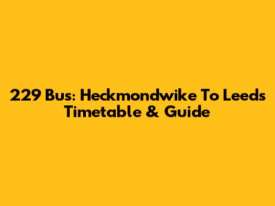 229 Bus: Heckmondwike To Leeds Timetable & Guide