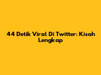 44 Detik Viral Di Twitter: Kisah Lengkap