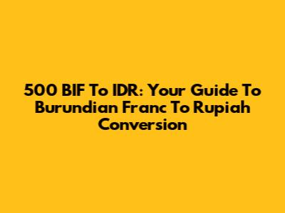 500 BIF To IDR: Your Guide To Burundian Franc To Rupiah Conversion