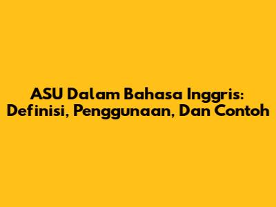 ASU Dalam Bahasa Inggris: Definisi, Penggunaan, Dan Contoh