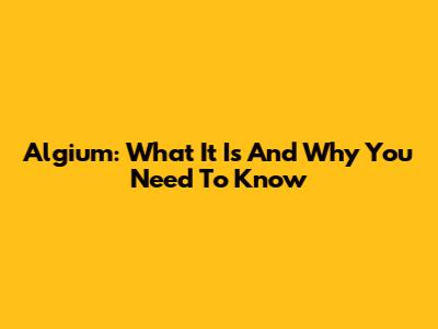 Algium: What It Is And Why You Need To Know