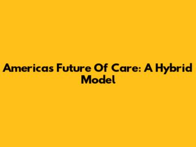 America's Future Of Care: A Hybrid Model