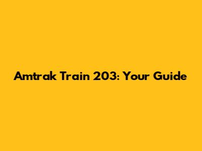 Amtrak Train 203: Your Guide