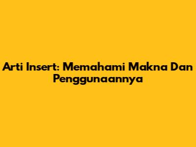 Arti Insert: Memahami Makna Dan Penggunaannya