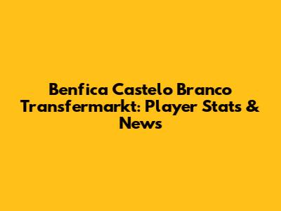 Benfica Castelo Branco Transfermarkt: Player Stats & News