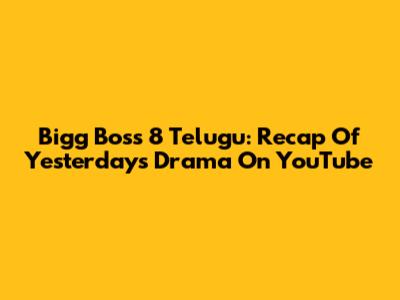 Bigg Boss 8 Telugu: Recap Of Yesterday's Drama On YouTube