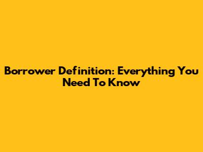 Borrower Definition: Everything You Need To Know