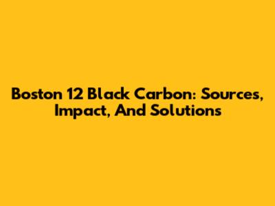 Boston 12 Black Carbon: Sources, Impact, And Solutions