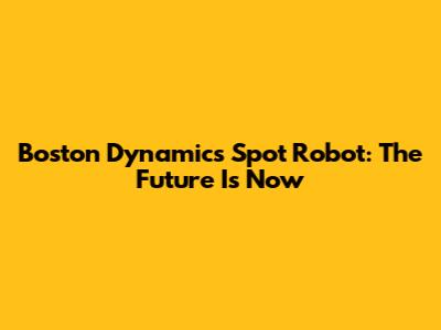 Boston Dynamics Spot Robot: The Future Is Now