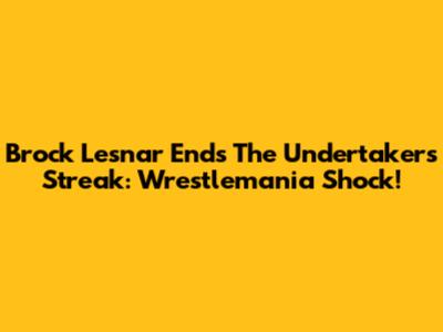 Brock Lesnar Ends The Undertaker's Streak: Wrestlemania Shock!