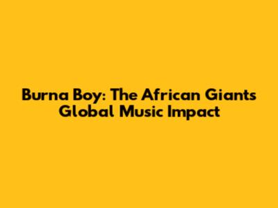 Burna Boy: The African Giant's Global Music Impact