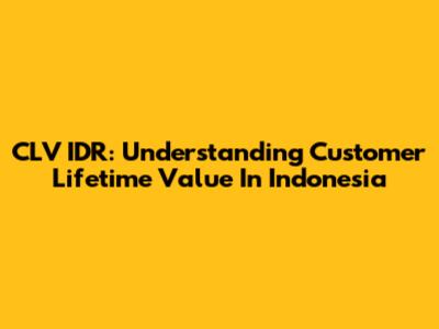 CLV IDR: Understanding Customer Lifetime Value In Indonesia