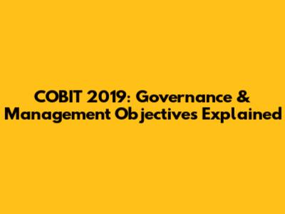 COBIT 2019: Governance & Management Objectives Explained