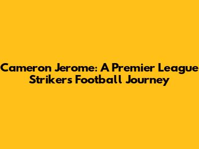 Cameron Jerome: A Premier League Striker's Football Journey