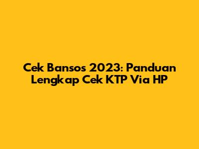 Cek Bansos 2023: Panduan Lengkap Cek KTP Via HP