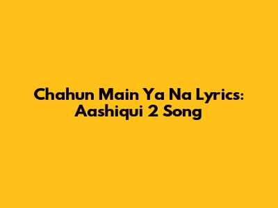 Chahun Main Ya Na Lyrics: Aashiqui 2 Song