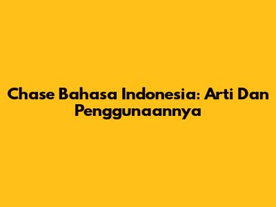 Chase Bahasa Indonesia: Arti Dan Penggunaannya