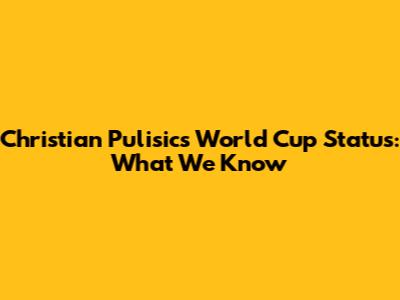 Christian Pulisic's World Cup Status: What We Know