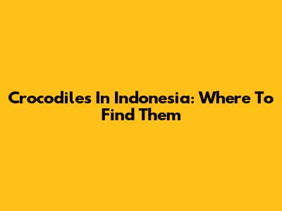 Crocodiles In Indonesia: Where To Find Them