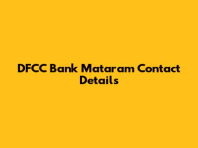 DFCC Bank Mataram Contact Details