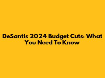DeSantis' 2024 Budget Cuts: What You Need To Know