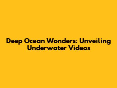 Deep Ocean Wonders: Unveiling Underwater Videos