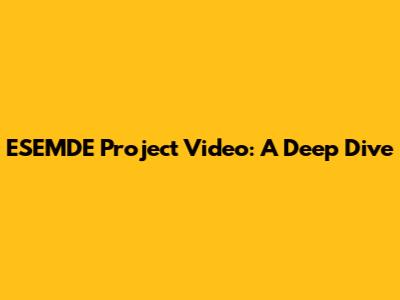 ESEMDE Project Video: A Deep Dive