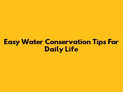 Easy Water Conservation Tips For Daily Life