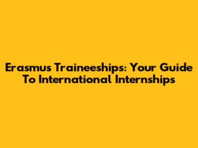 Erasmus Traineeships: Your Guide To International Internships