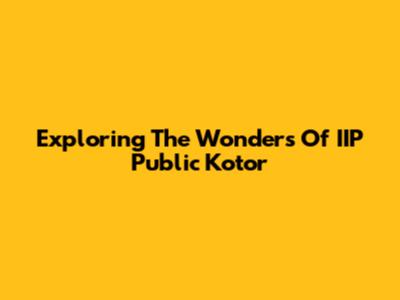 Exploring The Wonders Of IIP Public Kotor