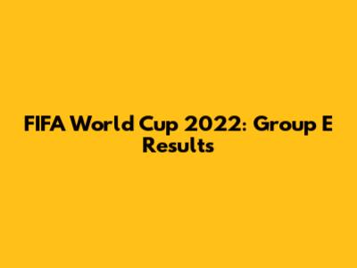 FIFA World Cup 2022: Group E Results