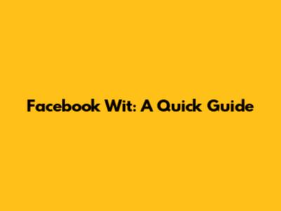 Facebook Wit: A Quick Guide