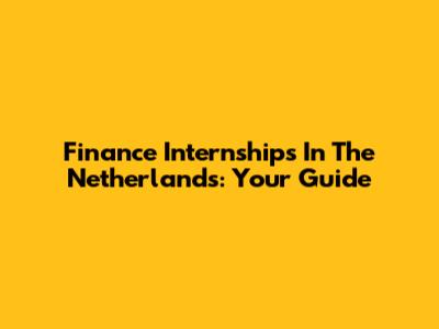 Finance Internships In The Netherlands: Your Guide
