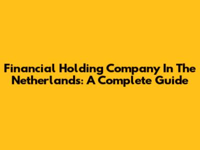 Financial Holding Company In The Netherlands: A Complete Guide