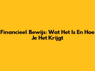 Financieel Bewijs: Wat Het Is En Hoe Je Het Krijgt