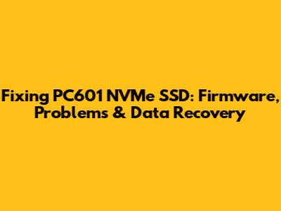 Fixing PC601 NVMe SSD: Firmware, Problems & Data Recovery