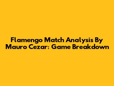 Flamengo Match Analysis By Mauro Cezar: Game Breakdown