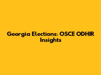 Georgia Elections: OSCE ODHIR Insights