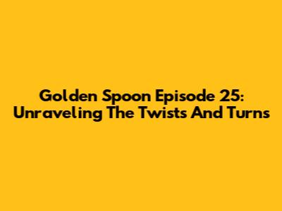 Golden Spoon Episode 25: Unraveling The Twists And Turns