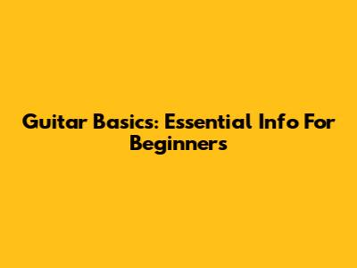 Guitar Basics: Essential Info For Beginners