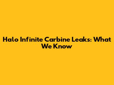 Halo Infinite Carbine Leaks: What We Know