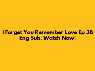 I Forget You Remember Love Ep 38 Eng Sub: Watch Now!