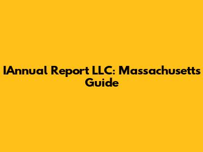 IAnnual Report LLC: Massachusetts Guide