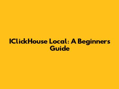 IClickHouse Local: A Beginner's Guide