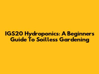 IGS20 Hydroponics: A Beginner's Guide To Soilless Gardening