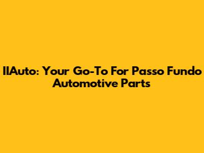 IIAuto: Your Go-To For Passo Fundo Automotive Parts
