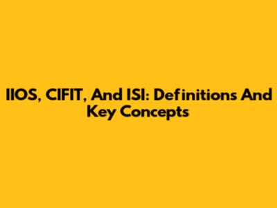 IIOS, CIFIT, And ISI: Definitions And Key Concepts