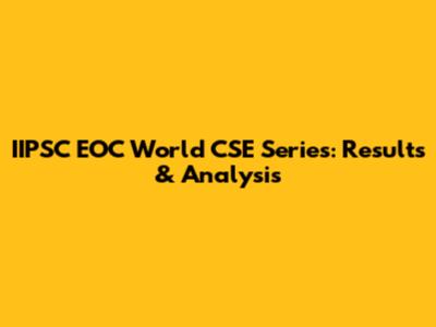 IIPSC EOC World CSE Series: Results & Analysis