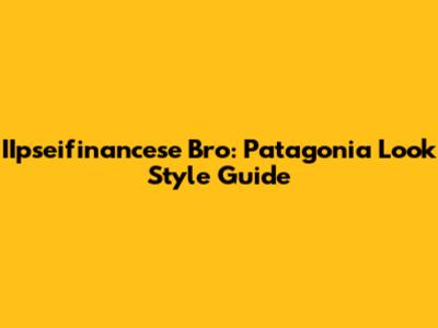 IIpseifinancese Bro: Patagonia Look Style Guide