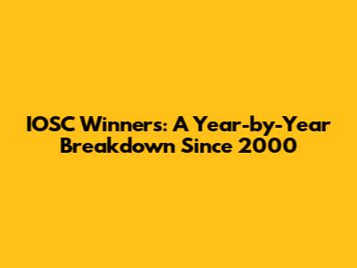 IOSC Winners: A Year-by-Year Breakdown Since 2000